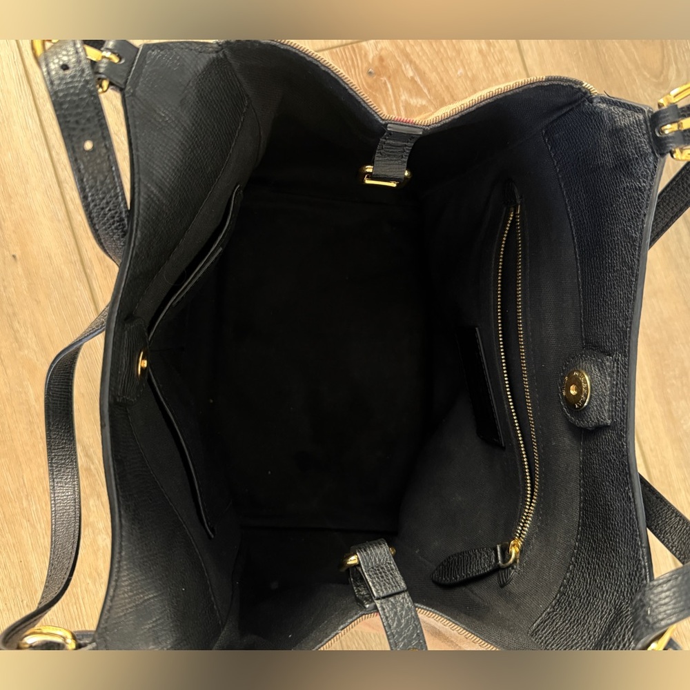 Burberry House Check Derby Canterbury Tote, Black Leather, Authentic, Like New - Picture 8 of 14